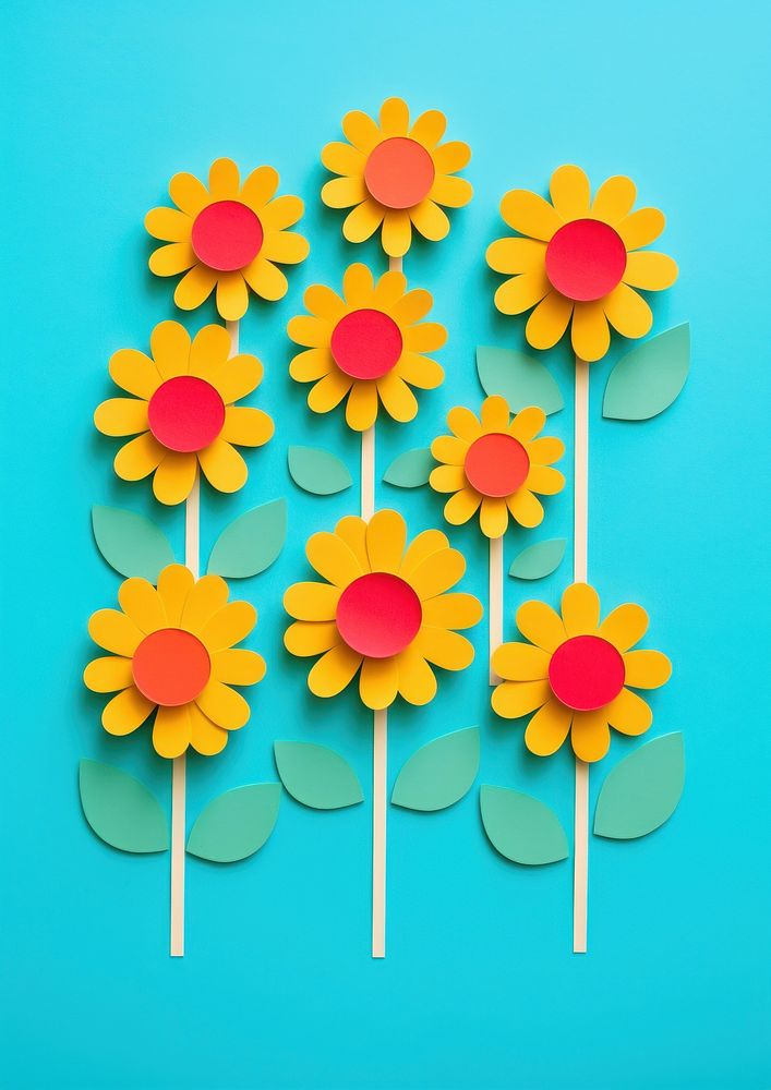 Sun flowers plant paper art. AI generated Image by rawpixel.