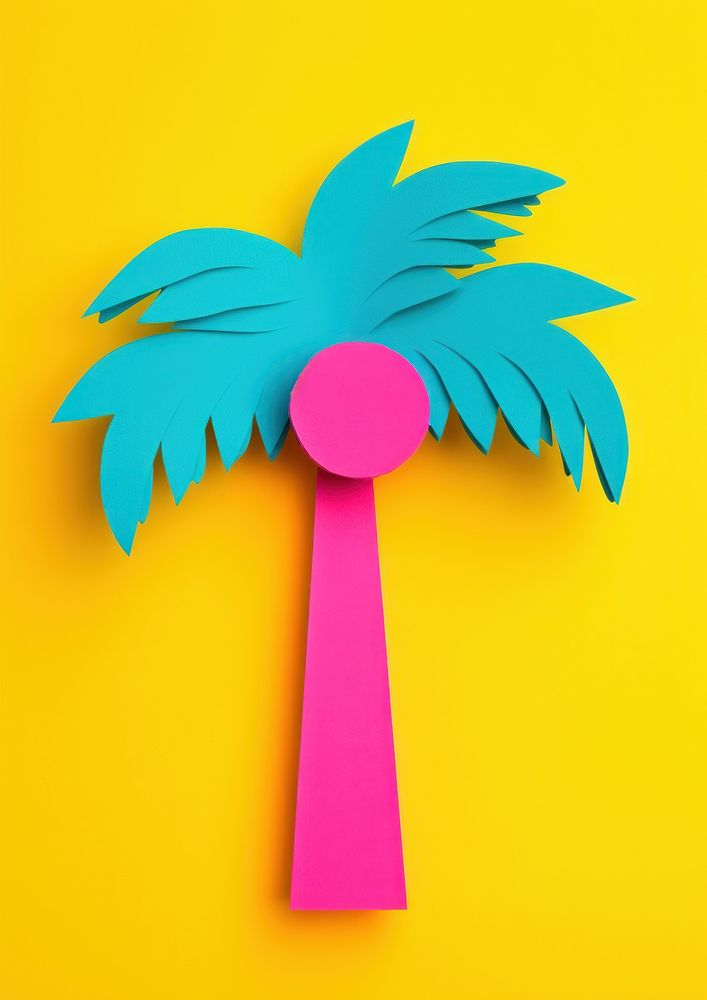 Palm tree art creativity yellow. AI generated Image by rawpixel.