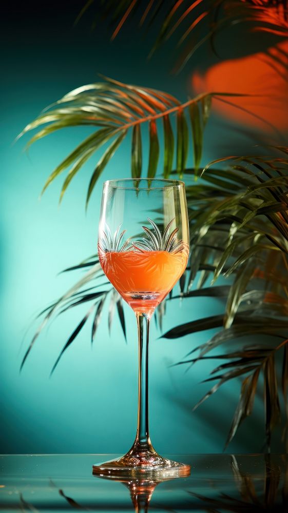 Tropical glass cocktail drink. AI generated Image by rawpixel.