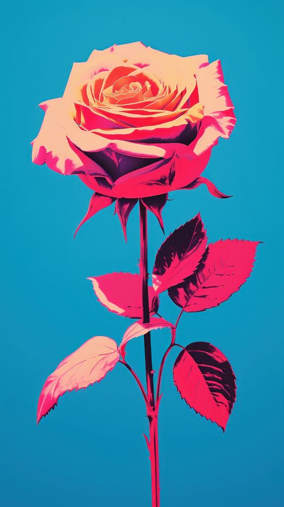 Minimal of a rose flower plant art. AI generated Image by rawpixel.