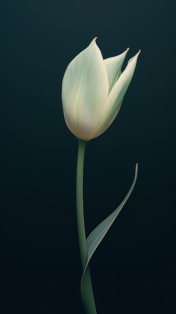 Minimal close up photo of a pale Tulip flower petal plant green. AI generated Image by rawpixel.