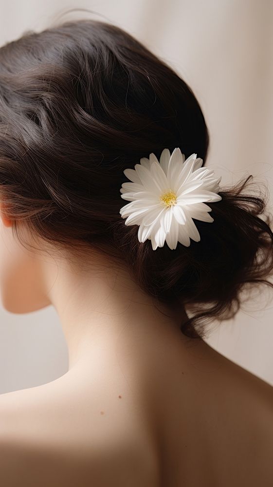 Flower person hair contemplation. AI generated Image by rawpixel.