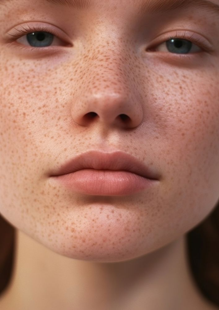 Minimal photo close up on face pores texture freckle cheek skin. AI generated Image by rawpixel.