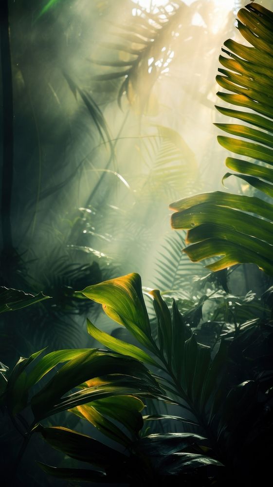 Tropical backgrounds vegetation sunlight. AI generated Image by rawpixel.