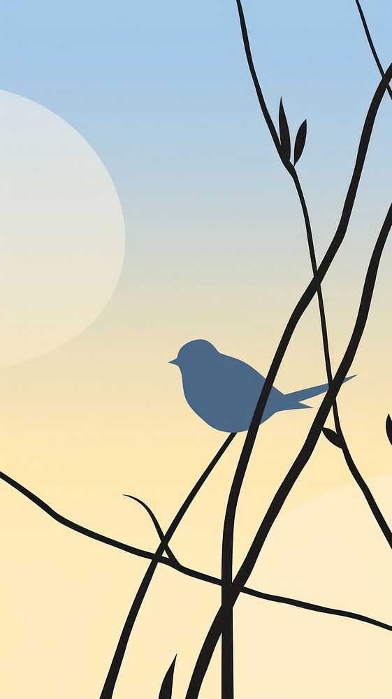 A bird and foliage with sunset outdoors blue tranquility. AI generated Image by rawpixel.