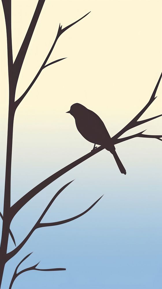 A bird and foliage silhouette animal backlighting. AI generated Image by rawpixel.