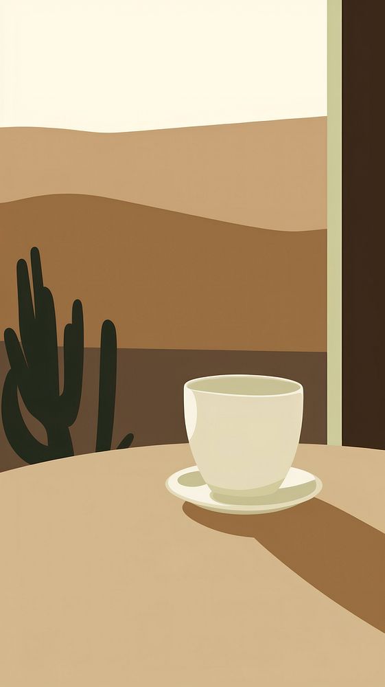 Cactus in cafe furniture saucer table. AI generated Image by rawpixel.