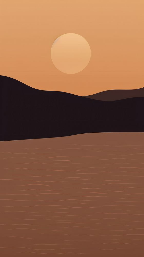Minimal illustration of night lake outdoors nature sky. AI generated Image by rawpixel.