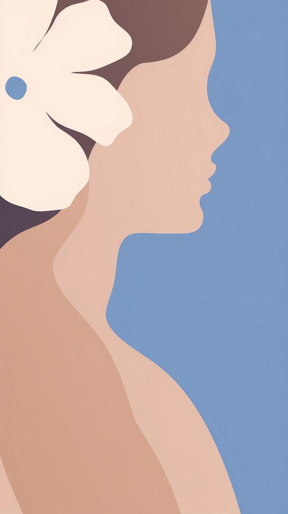 Women with a beautyful flower adult blue face. AI generated Image by rawpixel.
