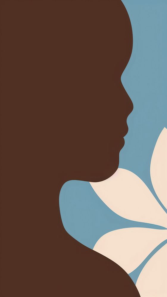 Women with a beautyful flower portrait brown blue. AI generated Image by rawpixel.