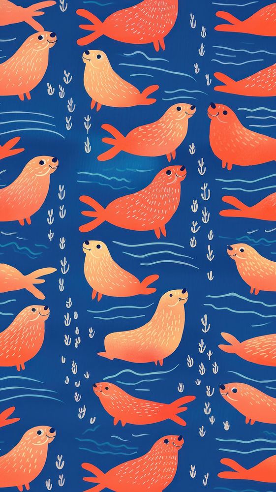 Sea lions pattern animal bird. AI generated Image by rawpixel.