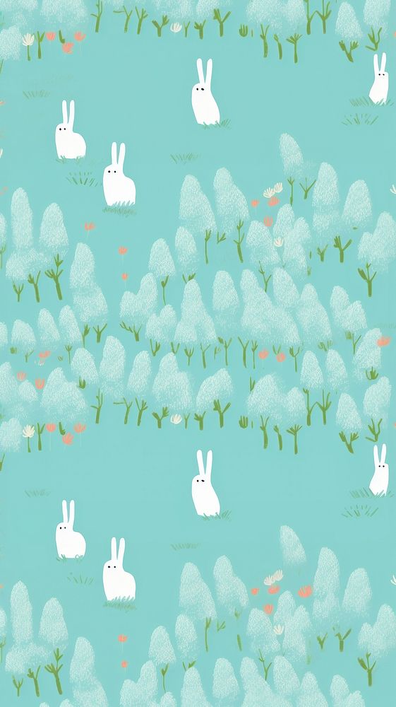 Bunny in bloom garden pattern backgrounds outdoors nature. AI generated Image by rawpixel.