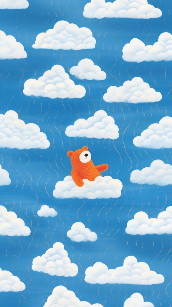 Teddy bear with Clouds pattern outdoors cloud sky. AI generated Image by rawpixel.