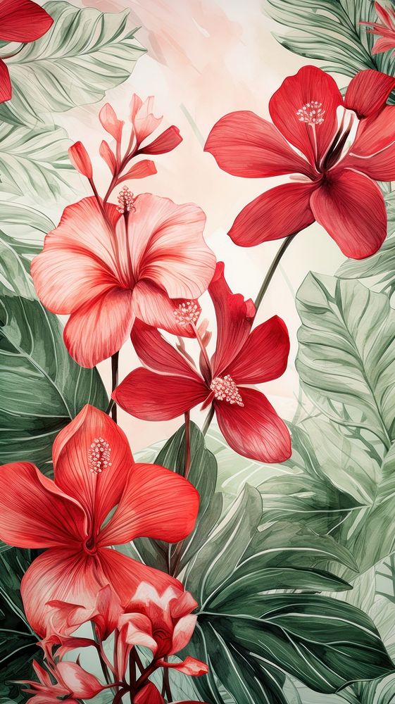 Flower backgrounds hibiscus pattern. AI generated Image by rawpixel.