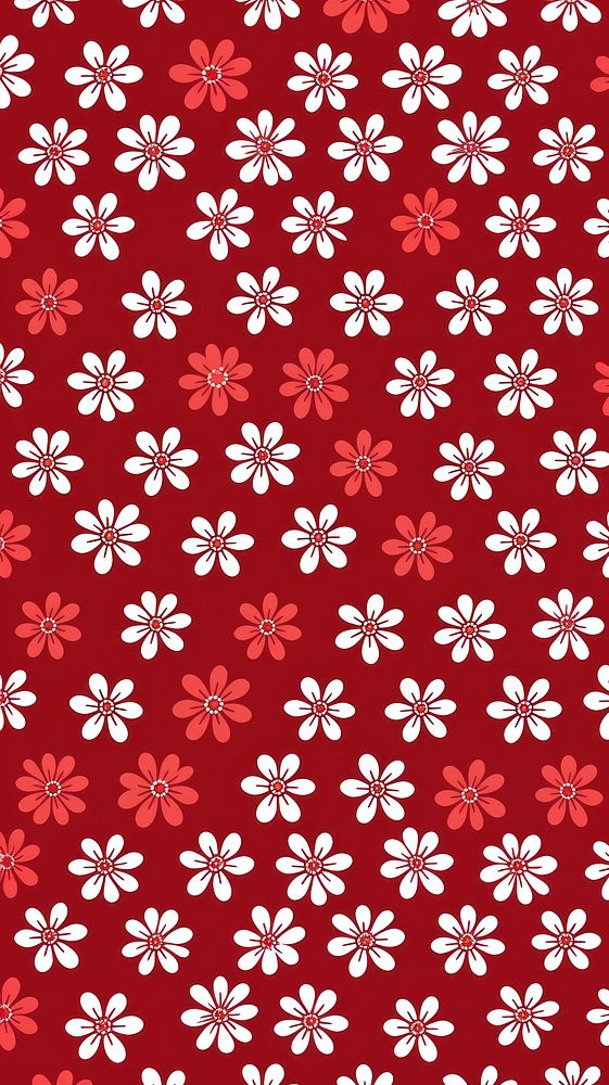 Flower pattern red background backgrounds shape repetition. AI generated Image by rawpixel.