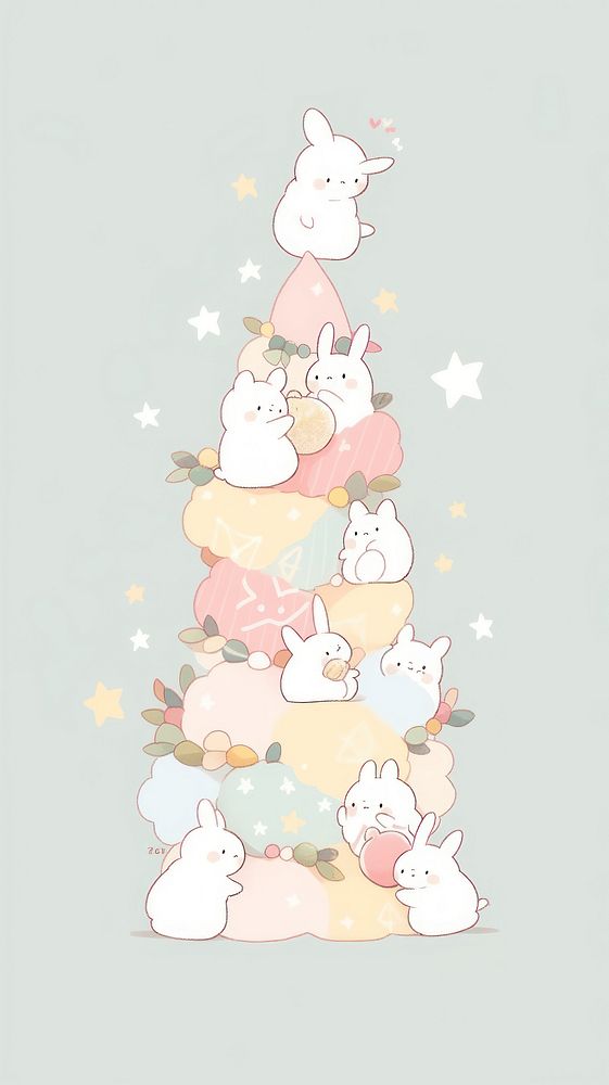 Christmas tree cartoon cute celebration. AI generated Image by rawpixel.