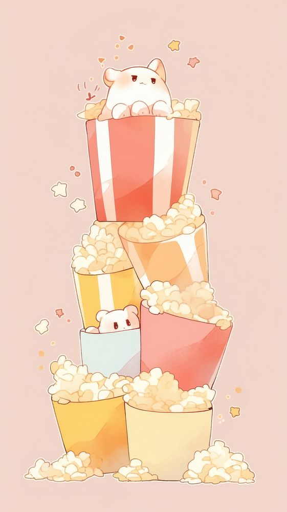 Popcorn dessert cartoon hamster. AI generated Image by rawpixel.