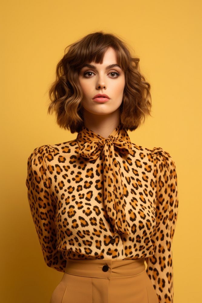 Cheeta portrait blouse dress. AI generated Image by rawpixel.