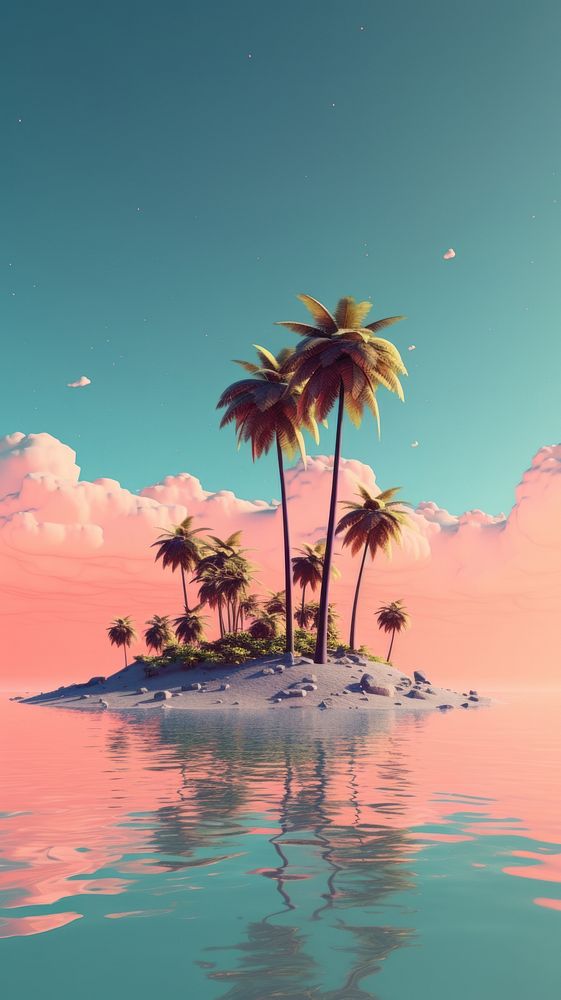 Beautiful island landscape outdoors nature. AI generated Image by rawpixel.
