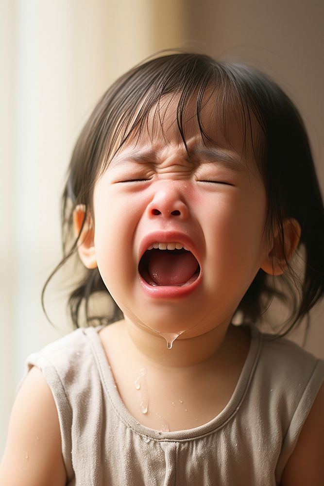 Asian Baby crying baby frustration. AI generated Image by rawpixel.