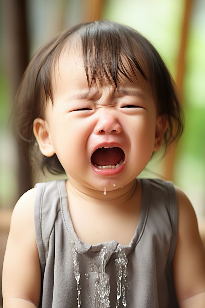 Asian Baby crying baby disappointment. AI generated Image by rawpixel.