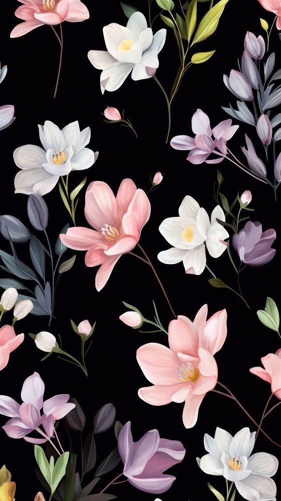 Spring flowers pattern backgrounds petal. AI generated Image by rawpixel.