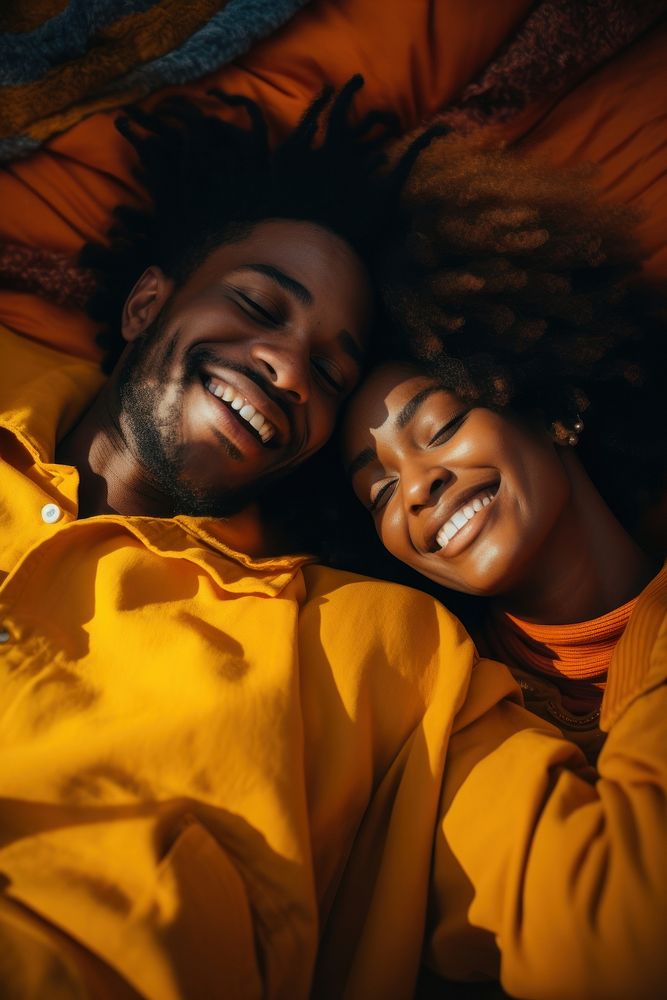 Black couple laughing portrait smiling. AI generated Image by rawpixel.