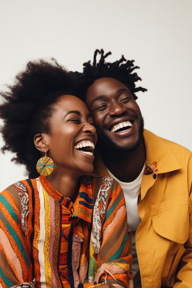Black happy couple laughing fun togetherness. AI generated Image by rawpixel.