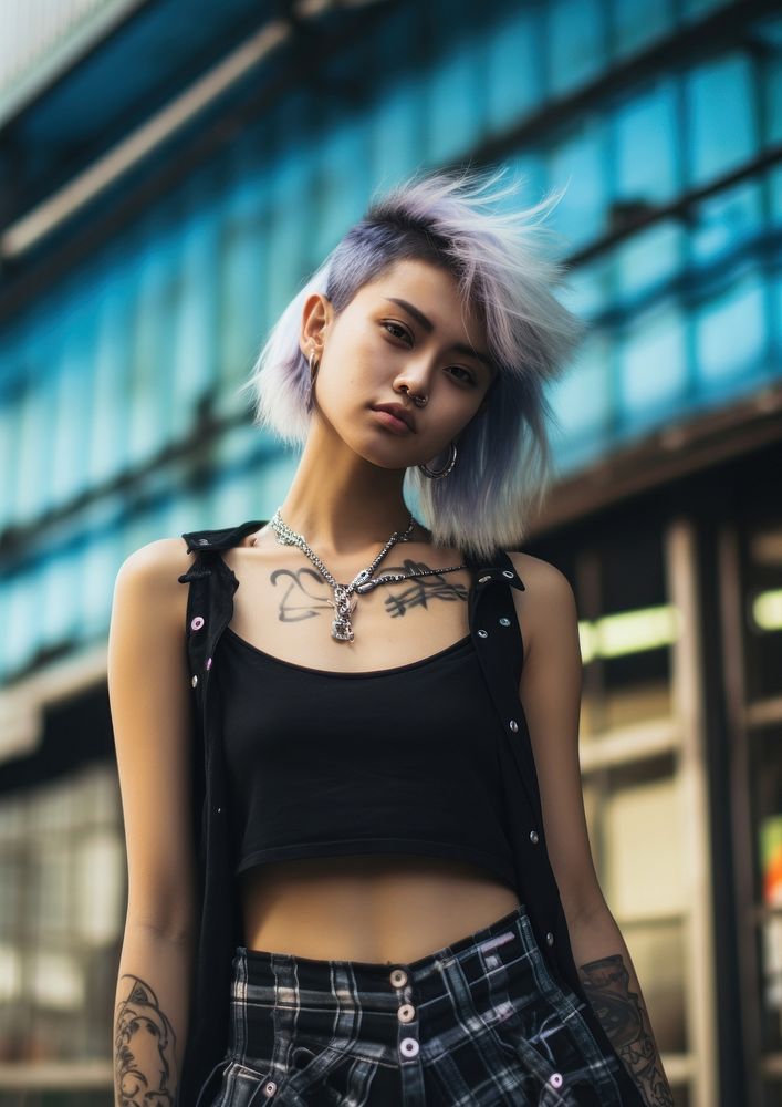 Punk fashion necklace tattoo individuality. AI generated Image by rawpixel.