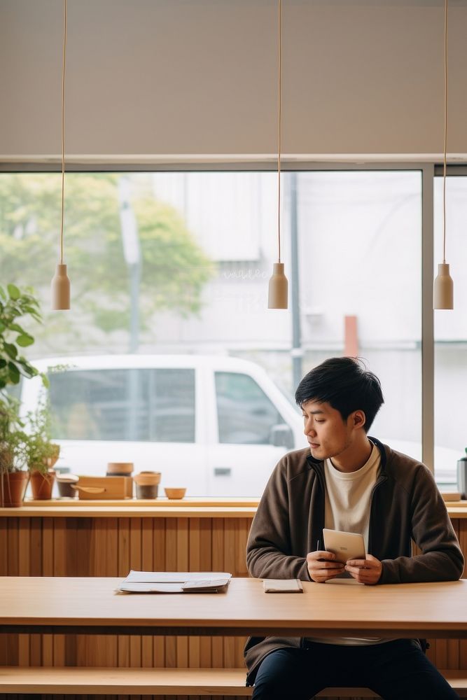 Japanese sitting cafe transportation. AI generated Image by rawpixel.