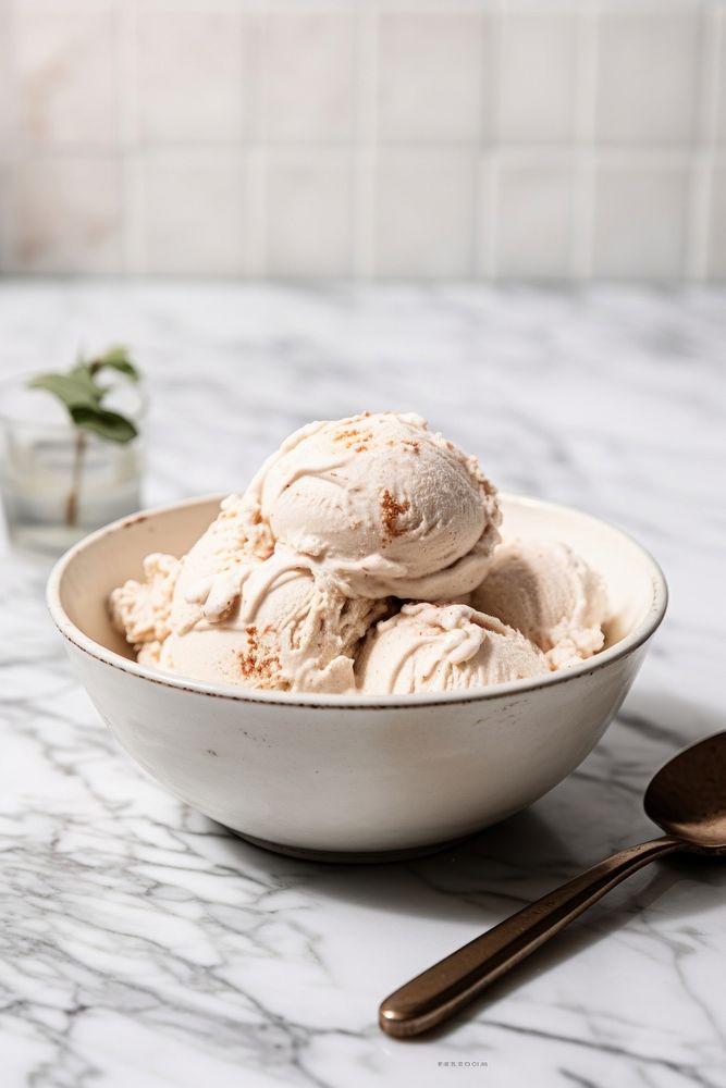 Ice cream dessert spoon table. AI generated Image by rawpixel.