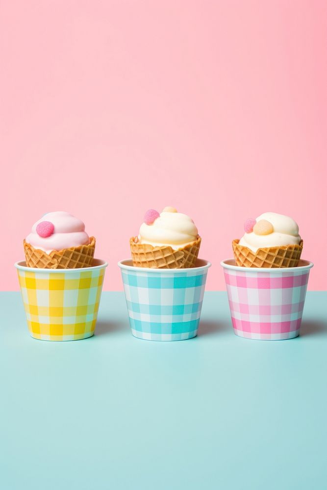 Ice cream cups dessert cupcake food. AI generated Image by rawpixel.