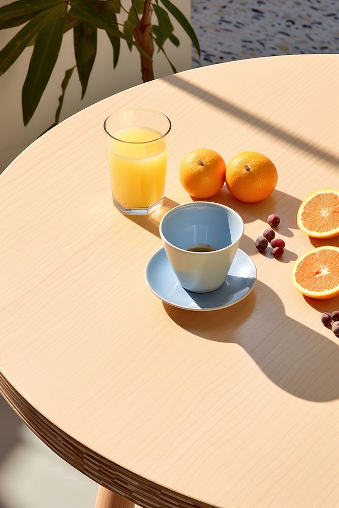 Morning breakfast table furniture fruit. AI generated Image by rawpixel.