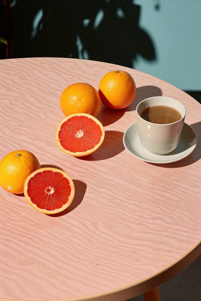 Morning breakfast table grapefruit furniture. AI generated Image by rawpixel.