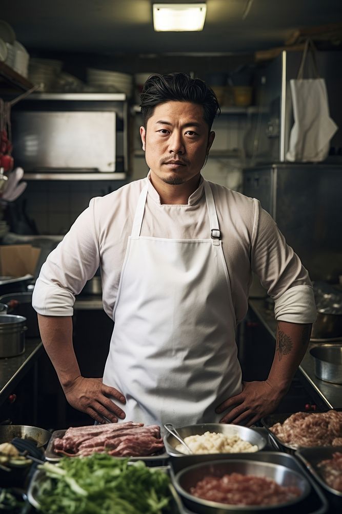 Korean chef portrait kitchen adult. AI generated Image by rawpixel.
