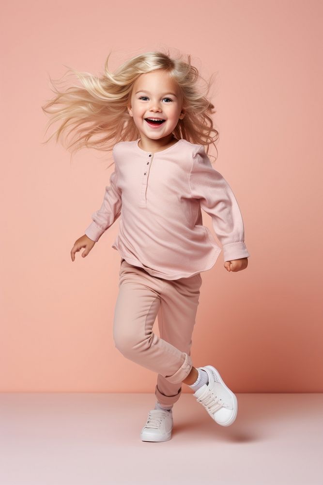 Three-year-old girl footwear portrait blonde. AI generated Image by rawpixel.