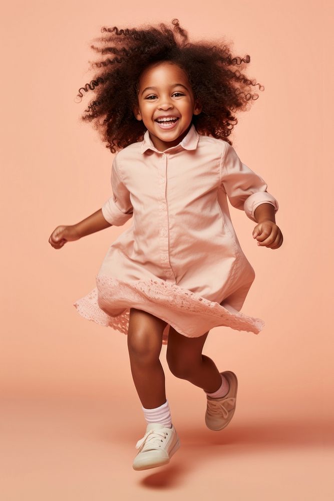 Little African American girl footwear portrait jumping. AI generated Image by rawpixel.