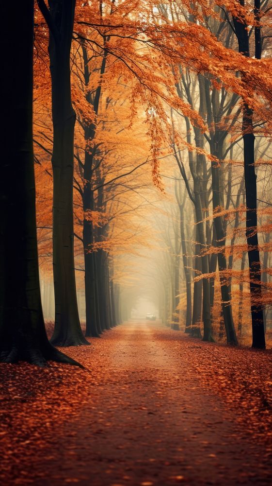 Autumn forest nature outdoors transportation. AI generated Image by rawpixel.