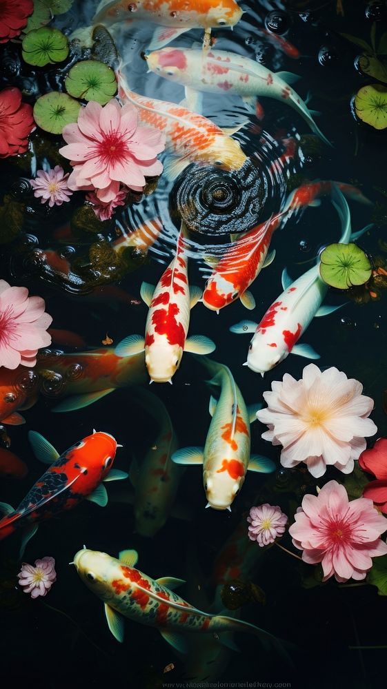 Pond fish nature outdoors animal. AI generated Image by rawpixel.