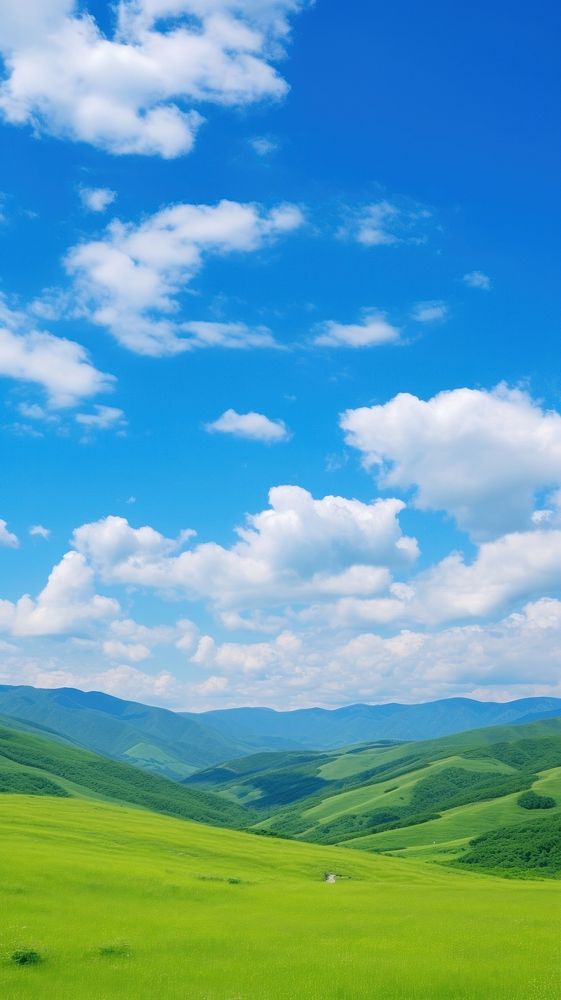Green mountain blue sky landscape outdoors horizon. AI generated Image by rawpixel.
