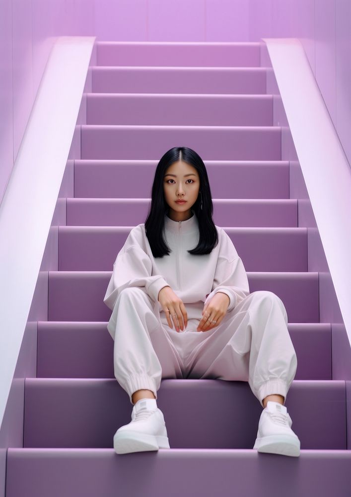 Thai girl sitting adult architecture. AI generated Image by rawpixel.