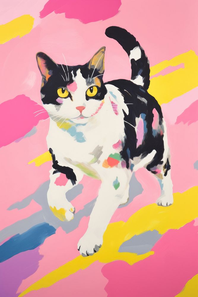 Cat painting art cartoon. AI generated Image by rawpixel.