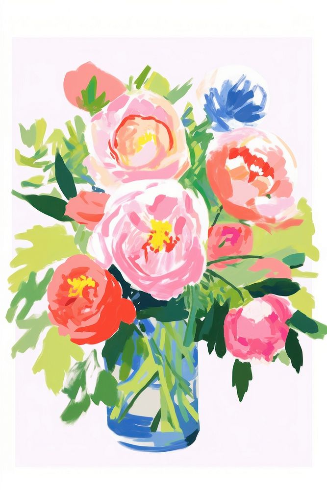 Bouquet painting art cartoon. AI generated Image by rawpixel.