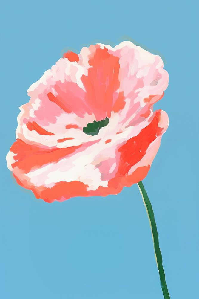 Poppy flower painting plant. AI generated Image by rawpixel.
