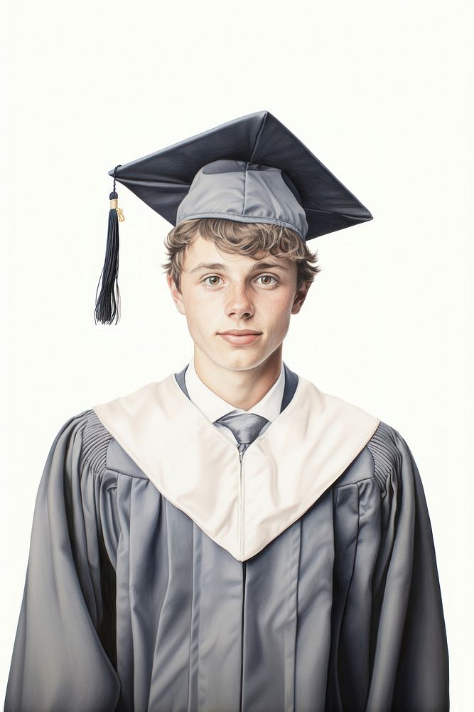 Teenager in Graduation graduation white background intelligence. AI generated Image by rawpixel.