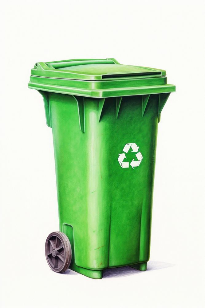 Recycle green bin white background container recycling. AI generated Image by rawpixel.