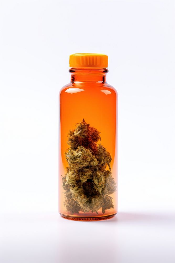 Medical cannabis bottle plant herbs. AI generated Image by rawpixel.