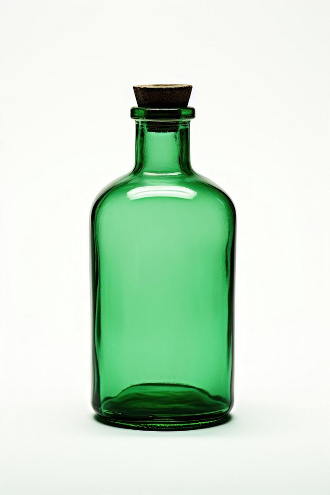 Medicine bottle glass green white background. AI generated Image by rawpixel.