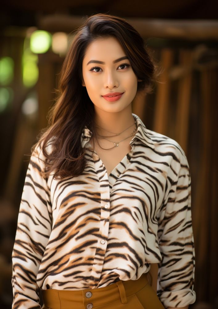 Thai girl portrait necklace blouse. AI generated Image by rawpixel.