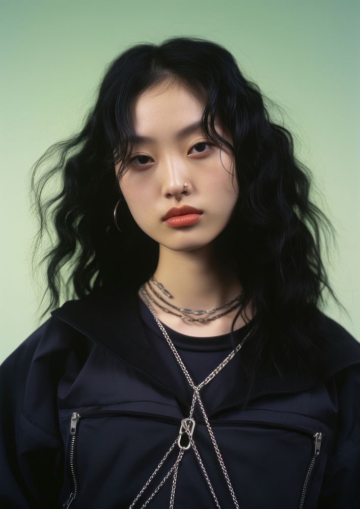 Asian young woman portrait necklace jewelry. AI generated Image by rawpixel.